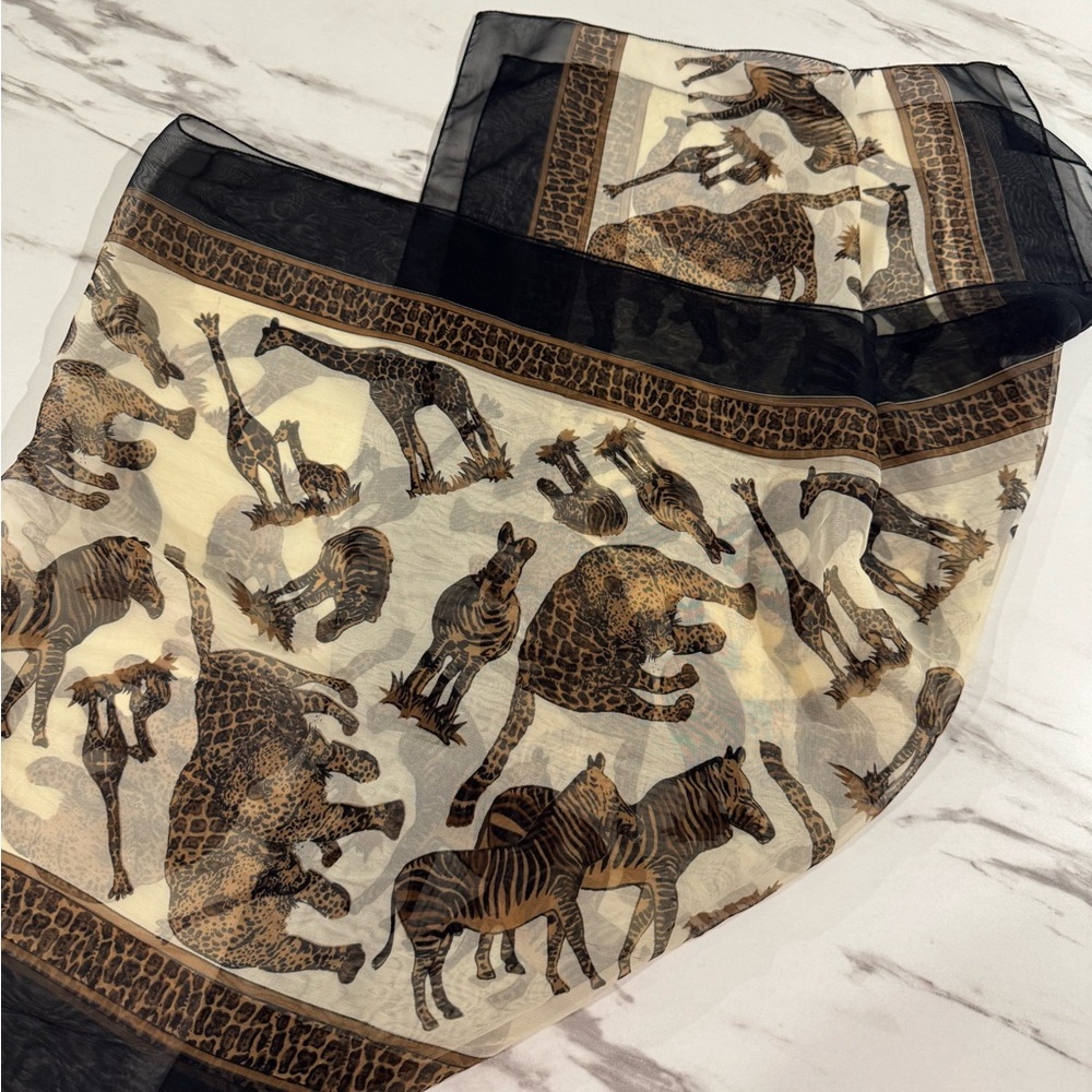 Animal Print Sheer Scarf